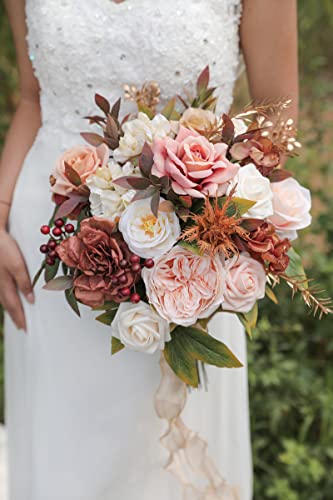 YYHUAWU Artificial Flowers Combo Set Fake Flower Leaf Box with Stems for DIY Wedding Bouquets Centerpieces Flower Arrangements Decorations Baby Shower Party Home Decorations (Blush) - color: Blush