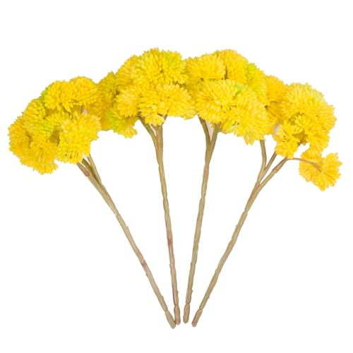 4PCS Artificial Succulent Flower, Plastic Plants Green Artificial Plants for Home Garden, Party, Bedroom Office Decorations, Wedding Decorations(Yellow) - color: Yellow, size: 4PCS