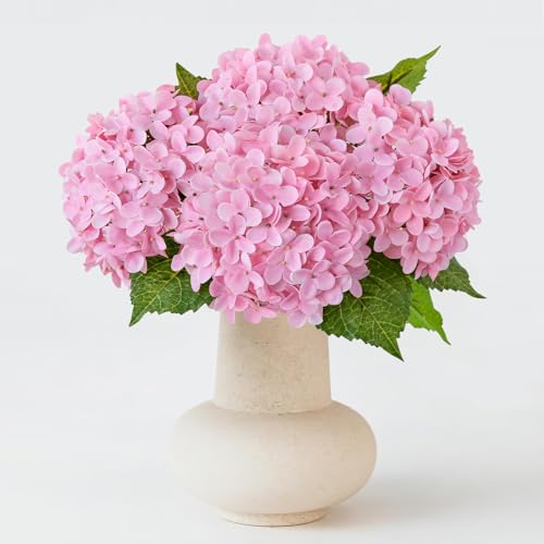 ZYTUYO 20 inches 4 Pcs Soft Pink Real Touch Hydrangea Artificial Flowers Boho Lifelike Real Looking Latex Hydrangeas Flower with Long Stem for Home Decor Spring Table Centrepiece - color: Soft Pink