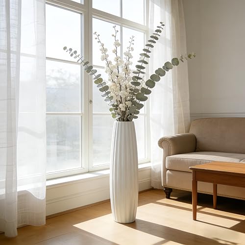Large Floor Ceramic Tall Vase 28 Inches,White Modern Flower Tall Vases for Office, Home,Farmhouse,Living Room Décor,Simple Origami Design Fall Decorative Porcelain Flower Arrangement Vase Ideal Gift - color: Shape 1, size: 28 inch