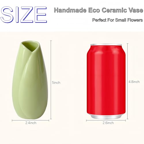 Simple Vase for Flowers Plants, Small Cute Flower Vase for Modern Table Shelf Home Decor Wedding Boho Decor, Farmhouse (6pc-HBP-Green) - color: 6pc-hbp-green