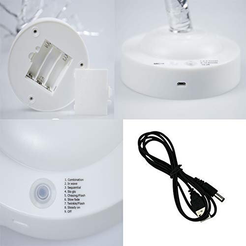 Lxcom Lighting 108 LEDs Silver Copper Wire Table Tree Light 8 Modes LED Twinkle Tabletop Bonsai Tree Lighted USB Plug Battery Operated Artificial Light Decorative Desk Lamp for Home Decor, Warm White
