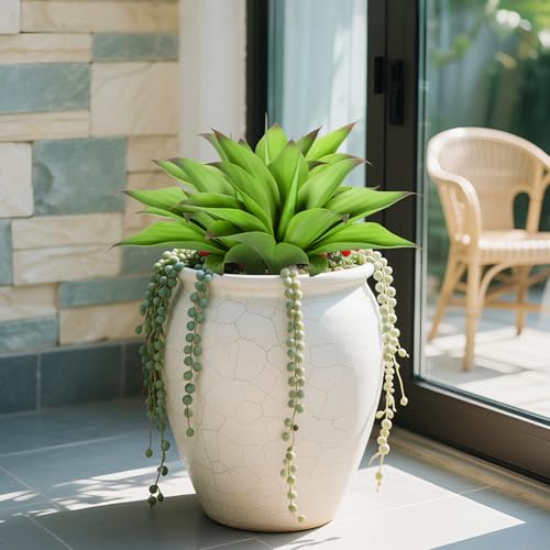 Artificial Agave Faux Agave Fake Greenery Outdoor Artificial Plant Fake Plant for Indoor Home Decoration Plastic Plant Outdoor Decoration front porch decor Simulation Plants 2Pack，14.2In，Green - color: 12"green