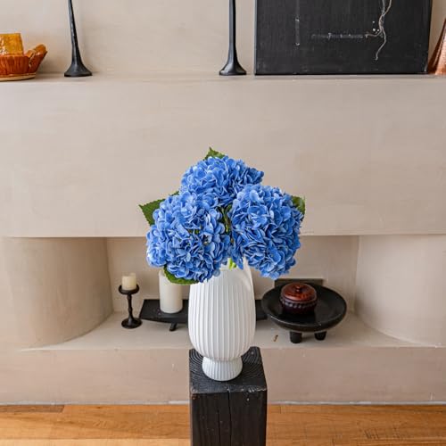 22" Large Real Soft Touch Artificial Hydrangea Flowers Bouquet Latex Hydrangeas for Wedding, Home, Office, Bridal Party Decoration Garden Office Room Table Centerpieces 3pcs Dark Blue - color: 3pcs Dark Blue