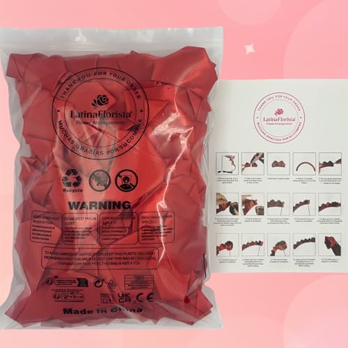 300Pcs Premade Satin Ribbon Rose Petals Half-Finished for Eternal Rose DIY Ramos Forever Flowers Bouquets Everlasting Floral,for Wedding,Anniversary,Birthday (300 Pcs Red) - color: 300 Pcs Red