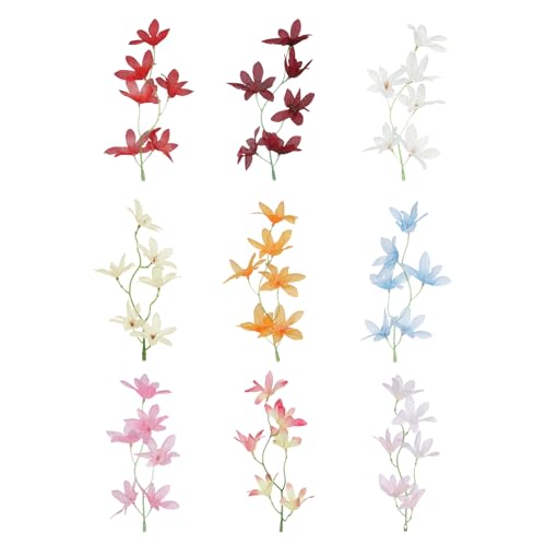 PATIKIL Orchids Fake Flowers, 9 Pcs Artificial Flower Arrangement Hairpin Headdress Wreath for Floating Candles Vase Home Wedding Centerpiece Decorations, Multicolor