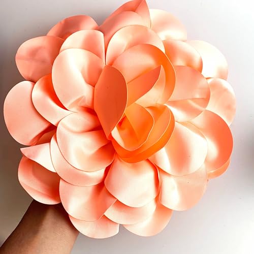 Heyiwell Large Satin Fabric flower for Brooch Pin Wedding Party Dance Dress Suit Clothes Head Hair Accessories DIY Decor 9.45"Inch - color: Peach