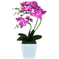 15" Tall Artificial Silk Phalaenopsis Orchid Flower Plant Pot Arrangements (Dark Blue-Purple) - color: Dark Blue-purple