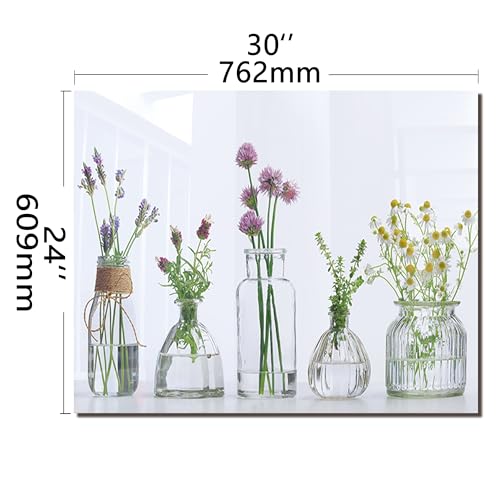 DAIFURONGE Tempered Glass Backsplash for Kitchen,Flowers and Vase,30"x24" | Behind Stove Back Splash Panel Protector, Easy to Clean, Kitchen Wall Decor,One Piece Oven and Range Backsplash - size: 30"L x 24"W