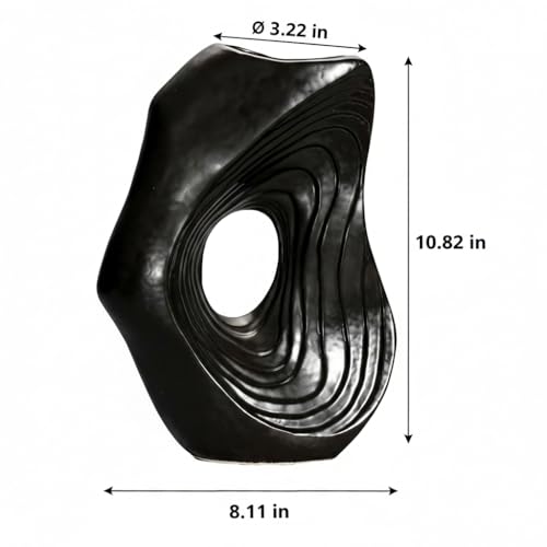 Sunddo Donut Black Vase for Home Decor - 11 Inch Tall Modern Ceramic Vases for Pampas Grass, Boho Decorative Vase for Flowers, Entryway, Fireplace, Kitchen Counter Decor - color: Black, size: 11 inch