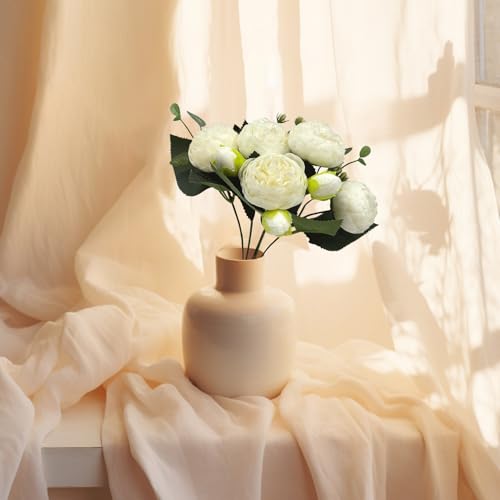 Artificial Peony Flowers, 4Pcs Silk Peonies Fake Peony Bouquets for Home Wedding Office Party Decor (White) - color: White（4pack）