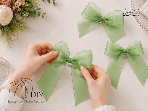 Light Green Organza Ribbon 2 inch x 50 Yards Sheer Chiffon Ribbon for Gift Wrapping Wedding Invitations Party Decoration Bridal Bouquets Crafts - color: Light Green, size: 2" X 50 Yards