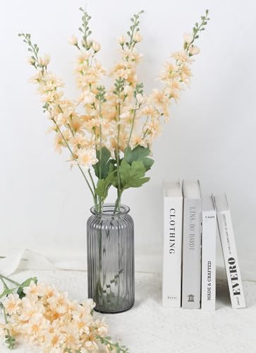 6PCS Nude Delphinium Artificial Flowers 33" Larkspur Silk Flowers Long Stem Artificial Flowers for Tall Vase Wedding Centerpieces for Tables Home Decor Indoor (Nude) - color: Nude