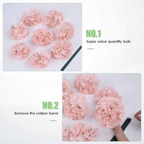 AVIVIHO 65pcs Fake Flowers Blush Hydrangea Artificial Flowers Bulk (Not Squished, No Steaming Need) Silk Flowers with Stems for Wedding Decor,Home,Baby Shower,Table Centerpieces Decoration - color: Blush, size: Medium