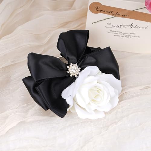 Weslymoo Black Corsage and Boutonniere Set, Prom Artificial Flower Wrist Corsage Bracelets, Homecoming Corsage Wristlet, Boutonniere for Men Wedding Flowers Accessories Prom Suit Decorations