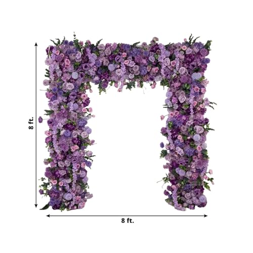 8x8 feet Lavender Roll Up Silk Artificial Flower Backdrop for Arch Stand Photo Background Wedding Reception Party Event Decorations Supplies