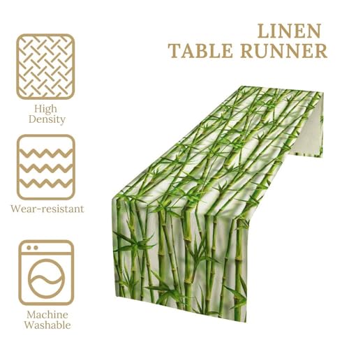 Bamboo Table Runner Abstract Botanical Leaves Art Printed Dinner Runner for Home Kitchen Dining Table Decor Fabric 1 Panel W13xL36in - color: Bamboo-1, size: 13"W x 36"H