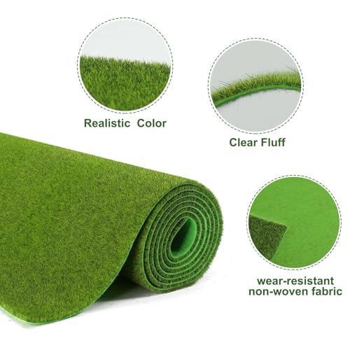 CP413GY Artificial Model Grass Mat Trains Grass Green 40 x 99cm or 16"x 38"for Decoration Craft Scenery Model DIY (3mm(0.11inch)) - size: 3mm