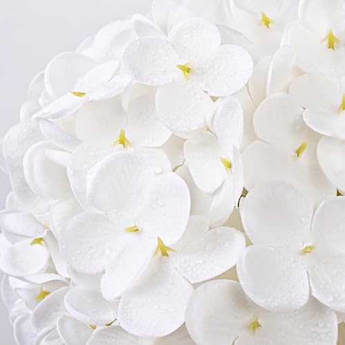 4 Pcs White Hydrangea Artificial Flowers, Latex Real Touch Hydrangea Flowers, 19.6'' Full Faux Hydrangea Flowers Fake Flowers for Home Decor Party Wedding Centerpiece Bouquet Floral Arrangements - color: White