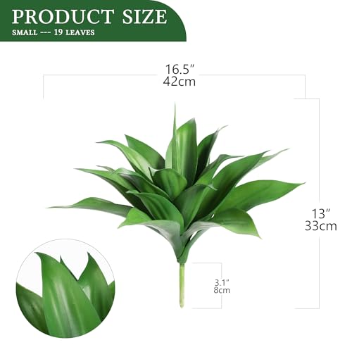 Ttranewsoo Fake Plants Artificial Agave Plants,Large UV Resistant Fake Agave Planters for Indoor and Outdoor Decorating Tropical Plant Succulents Greenery Indoor Decor((2Pack Light Green) 13.8" - color: Light Green