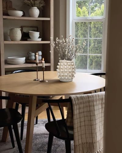 Rustic Farmhouse Vase, Boho Beige Vase for Pampas Grass Small Textured Knotted Vases for Flowers Decorative Cement Floral Vases for Home Decor, Living Room, Dining Table - color: Beige