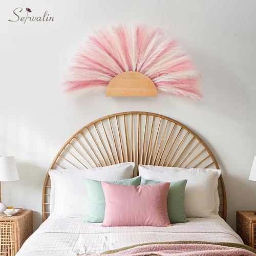 Serwalin 60 Pcs Pampas Grass, 17.7" Pink Pampas Grass Decor, Faux Pampas Grass Home Decoration Wall Decor Vase Filler for Wedding Centerpieces Party Decorations, Pink Valentines Decor - color: A Abby Pink