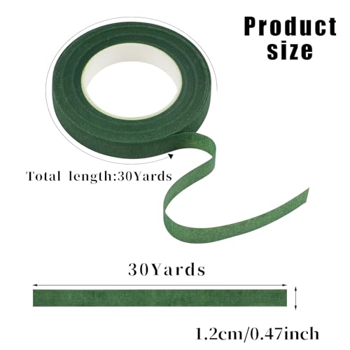 DECORA Floral Paper Tape 1/2 x 30 Yards Premium Quality Flower Stem Wrap Tape for Bouquet Stem Wrapping and Floral Crafts (Dark Green - 2 Packs)