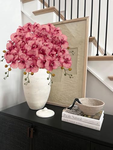 DILATATA 6PCS 32" Artificial Orchid Stems Pink Butterfly Orchid Faux Phalaenopsis Flowers for Home Wedding Centerpieces Office Table Decorations Real Touch Silk Orchids for DIY Floral Arrangements - color: L-purple