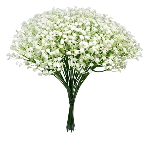 Artificial Baby Breath Flowers Bulk, 20 Stems Faux Gypsophila for Wedding Bouquets, Bridal Decor, Home Decor – Realistic Long-Lasting Fake Flowers, Bendable Stems, 2.8oz, 11.5 Inch White - size: 20Pcs