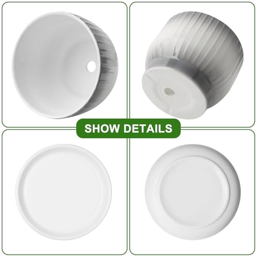 6.7 + 5.5 Inch Ceramic Plant Pots,Planters with Drainage and Saucer,Indoor Pots for Plants,Modern Flower Pots for Home and Office（Gray + White） - color: Gray + White