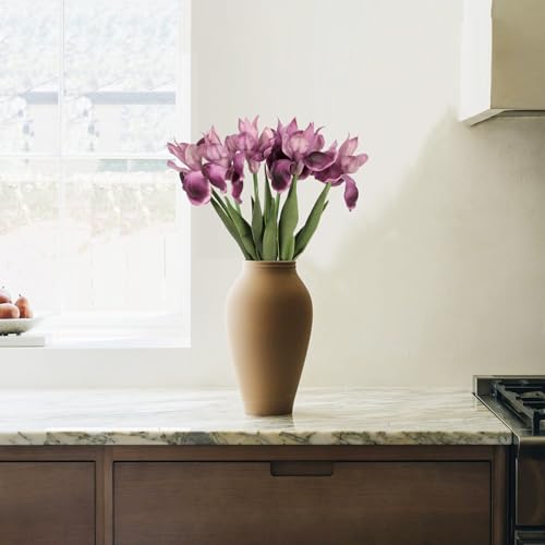 Real Touch Iris Flowers Artificial Bulk 6 PCS 18.9 in Long Stems Flowers Artificial Iris for Decoration for Wedding Bridal Home Kitchen Party(Fuchsia) - color: Fuchsia