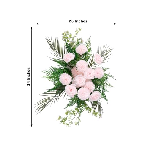 Efavormart Wedding Arch Floral Swag, Artificial Blush Rose and Chrysanthemum Arrangement with Mixed Greenery for Backdrop and Reception Decor - color: Blush Arch02