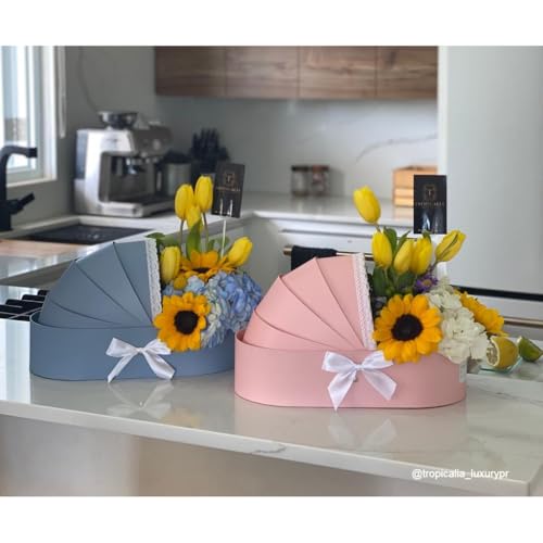 UNIKPACKAGING Premium Quality European Style Gender Reveal Gift Basket, Its a Boy/Girl Floral Box for Luxury Style Flower Arrangements (Blue) - color: Blue
