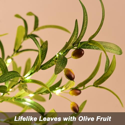 6FT Lighted Olive Tree 200 LED Artificial Fairy Lights Tree with Olive Fruit Faux Plant Tree for Decor Inside and Outside Home Patio Wedding Festival Christmas Decoration Warm White - color: Green
