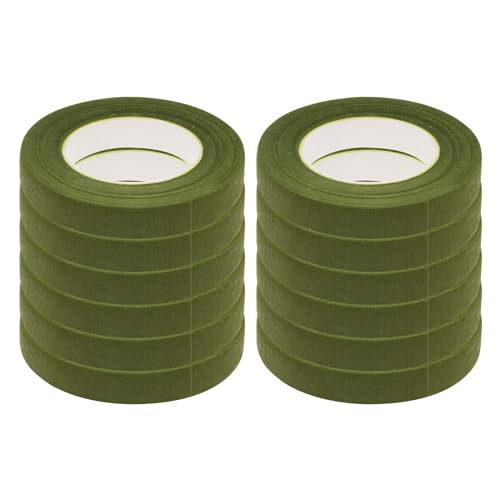 HARFINGTON 12 Rolls Floral Tapes 1/2 Inch 30 Yards Flower Adhesive Waterproof Tape for Floral Arranging Wedding Bouquet Wrap Craft Florist Tape, Grass Green - color: Grass Green
