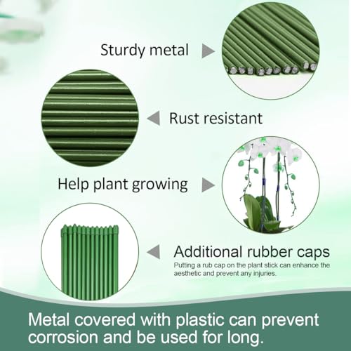 22Pcs Plant Stakes with 22 Pcs Clips, 15.8 inches Bendable Green Plant Sticks for Indoor and Outdoor Plants,Potted Plants,Single Stem Flower Support for Orchid Peony Rose (22, Green) - color: Green