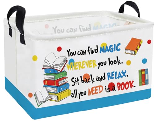 Essme Rectangular Kids Baskets,Book Storage Box,Cute Basket for Kids with Handles for Room Decor, Book Bins,Shelf Basket.(Book) - color: Book