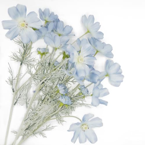 Blue Artificial Flowers Calliopsis Silk Flower Arrangements, 4 Pcs Long Stem Cosmos Plastic Flowers for Vase, 23.6 Inch Wildflowers Artificial Flowers Bulk for Decor, Wedding Centerpieces, Garden - color: Blue, size: 4pcs