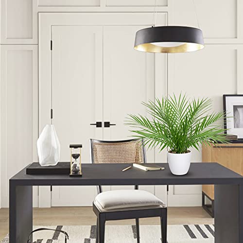 Briful Fake Plant 15’’ Artificial Palm Plant in White Pot Real Touch Faux Tropical Palm Tree Houseplant for Home Indoor Living Room Tabletop Balcony Decorations - color: White