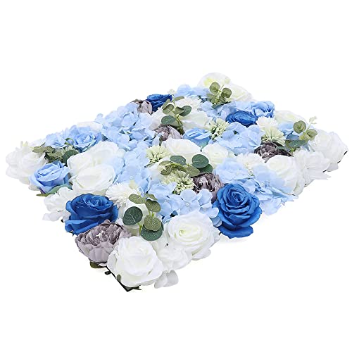 15.74"x 23.62" Artificial Flower Wall Panels,Flower Wall Mat Silk Flower Panels for Outdoor Garden Backyard Fence Fence Privacy Screen and Indoor Wall Decor (6Pcs White+Blue) - color: 6Pcs White+Blue