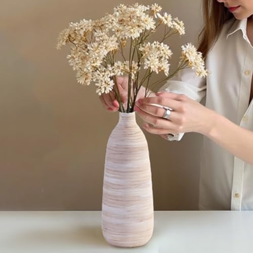 ALMA 18 inch Extra Tall Floor Vase for Home Decor, Large Boho Vase for Tall Pampas Grass, Cream Ceramic Flower Vase for Centerpieces, Living Room Floor, Entryway Floor, Mantel, Bookshelf - color: Skinny-white-18"