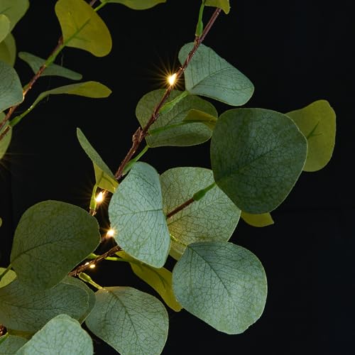 Lightshare 6FT Lighted Eucalyptus Tree 270L Warm White LED Artificial Greenery with Lights for Wedding Holiday Home Party Decoration Indoor Outdoor - size: 6ft