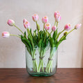 Artificial Tulips Flowers,Soft Touch Latex Bouquet, Fake Tulips,Spring Wedding Home Room Table Centerpiece Decor - color: 15pcs Peach Pink(no Vase)