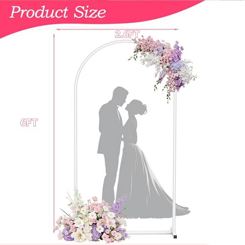 6FT Wedding Arch Backdrop Stand, White Metal Arch Stand for Wedding Ceremony, Birthday Party, Baby Shower, Graduation, Floral Balloon Decoration - color: White, size: 6FT