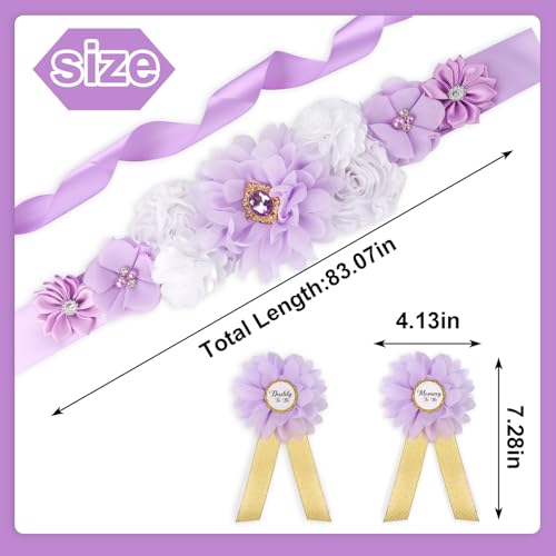 Maternity Sash Set Baby Shower Floral Belly Belt Baby Shower Decoration for Mom to Be Pregnancy Party Supplies - color: Style7