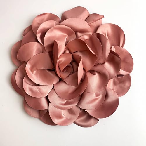 Heyiwell Large Satin Fabric flower for Brooch Pin Wedding Party Dance Dress Suit Clothes Head Hair Accessories DIY Decor 9.45"Inch - color: Dusty Pink