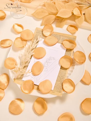 Serwalin 300Pcs Silk Rose Petals Fake Flower Petals Champagne Gold Artificial Rose Petals for Weddings Proposal Flower Girl Petals Aisle Flower Girl Basket Runner Bridal Shower Table Decor - color: Aq Champagne Gold, size: 300pcs