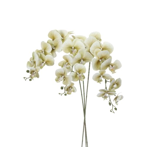 PATIKIL Artificial Orchid Stems 41", 3 Pack 9 Heads Faux Phalaenopsis Flowers Real Touch Fake Orchid Flower Branch for Vase Home Wedding Decoration, Grey Green - color: Grey Green