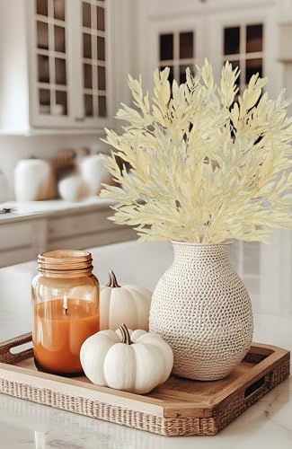 5 Stems Artificial Fall Greenery – 14.6" Olive Leaf Stems for Autumn Floral Arrangements, Thanksgiving Centerpieces, Fall Decor Bouquets, Soft Cream - color: Olive - Soft Cream