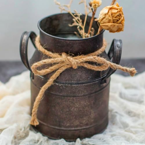 Vintage Rustic Antique Decorative Flower Vase,Shabby Chic Classy Designed Metal Vase,Primitive Distressed Iron Vase Bucket for Home Decor,Birthday Gift,Wedding,Party(4.4" L x 3.5" W x 5.9" H)